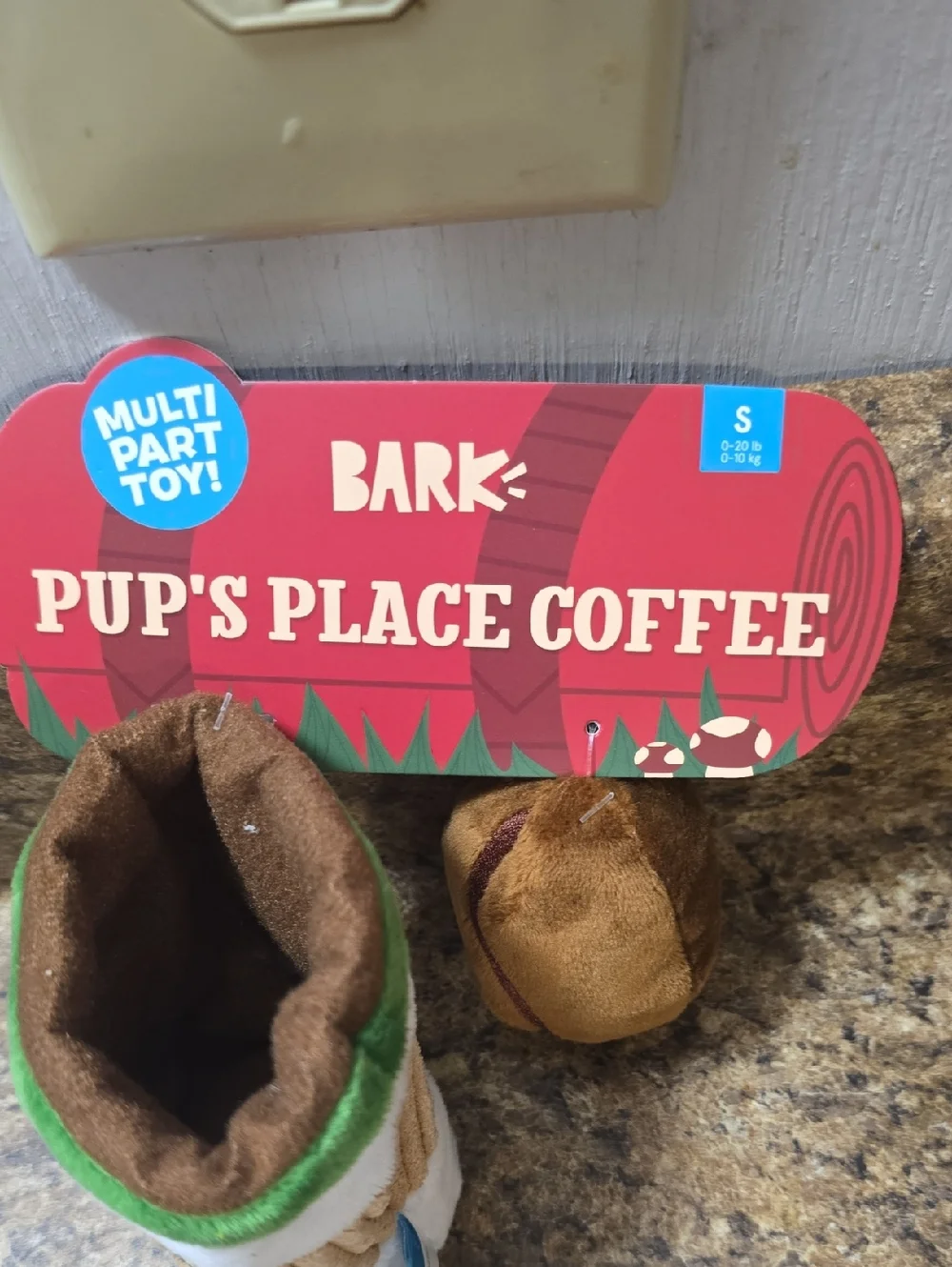 BARK Pup's Place Coffee Plush‎ Toy Set - White, Brown, Green NWT Size Small